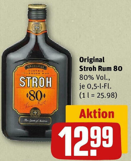 Original Stroh Rum 80, 0,5 L-Fl. Angebot bei REWE