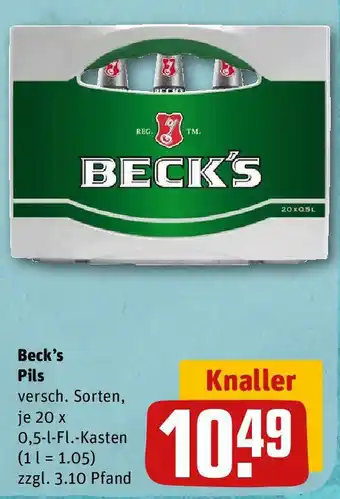 REWE Beck's Pils 20x0,5 L-Fl. Kasten Angebot