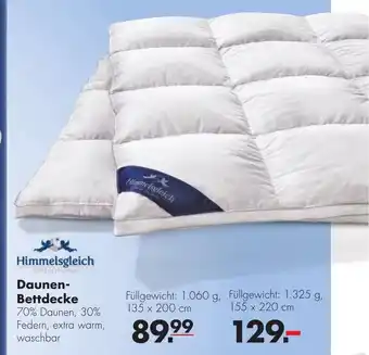 Handelshof Himmelsgleich Daunen-Bettdecke 135*200 Angebot