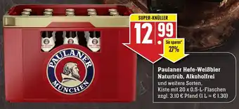 Edeka Neukauf Paulaner Hefe Weißbier Naturtrüb, Alkoholfrei 20x0,5 L Flaschen Angebot