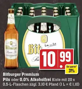 Edeka Neukauf Bitburger Premium Pils oder 0,0% Alkoholfrei 20x0,5 L Flaschen Angebot