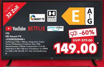 Kaufland JTC HD Smart TV ,,S32H23254JK" Angebot