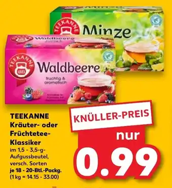 Kaufland Teekanne Kräuter oder Früchtetee Klassiker 18-20 Btl. Packg. Angebot