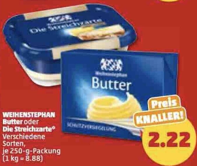 Weihenstephan Butter oder Die Streichzarte 250 g Packung Angebot bei PENNY