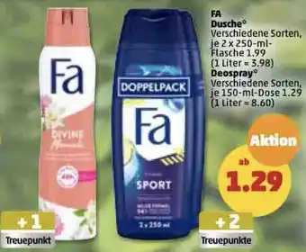 PENNY Fa Dusche 2x250 ml oder Deospray 150 ml Dose Angebot