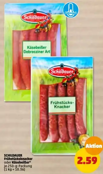 PENNY Schildauer Frühstücksknacker oder Käsebeißer 250 g Packung Angebot