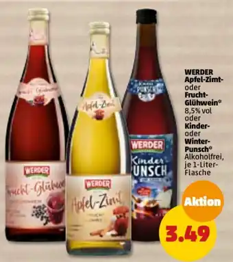 PENNY Werder Apfel Zimt oder Frucht Glühwein oder Kinder oder Winter Punsch 1 Liter Flasche Angebot