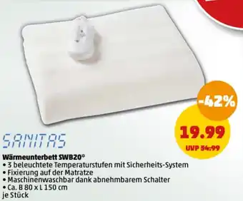 PENNY Sanitas Wärmeunterbett SWB20 Angebot