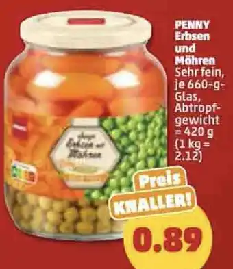 PENNY Penny Erbsen und Möhren 660 g Glas Angebot