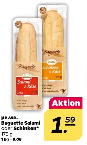 NETTO pe.we. Baguette Salami oder Schinken 175 g Angebot