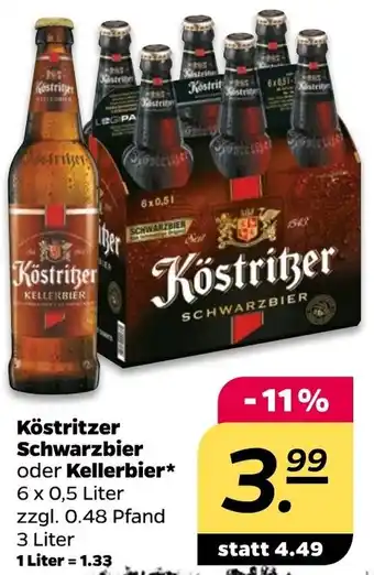 NETTO Köstritzer Schwarzbier oder Kellerbier 6 x 0,5 Liter Angebot