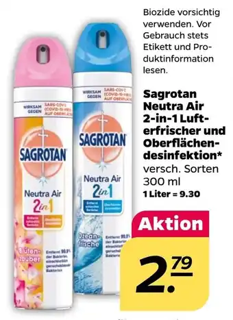 NETTO Sagrotan Neutra Air 2in1 Lufterfrischer und Oberflächen Desinfektion 300 ml Angebot