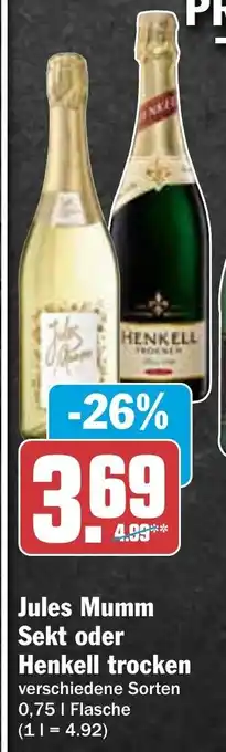 AEZ Jules Mumm Sekt o. Henkell trocken 750ml Angebot