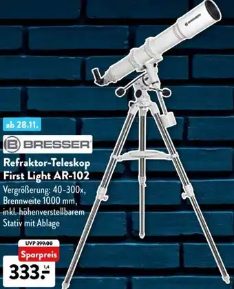 Aldi Süd Bresser Refraktor Teleskop First Light AR-102 Angebot