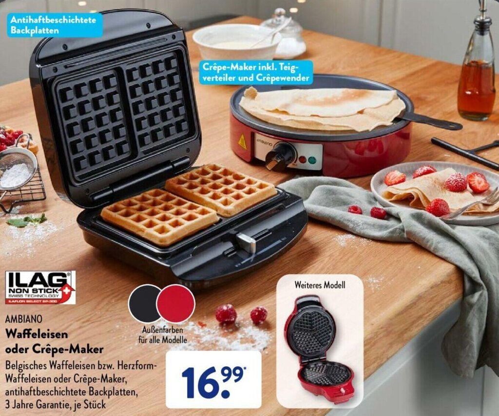Ambiano Waffeleisen oder Crêpe Maker Angebot bei Aldi Süd