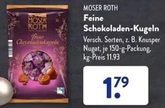 Aldi Süd Moser Roth Feine Schokoladen Kugeln 150 g Packung Angebot