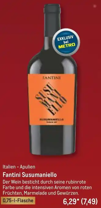 METRO Fantini Susumaniello 0,75 L Flasche Angebot