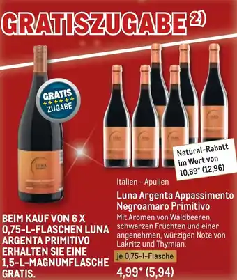 METRO Luna Argenta Appassimento Negroamaro Primitivo 0,75 L Flasche Angebot