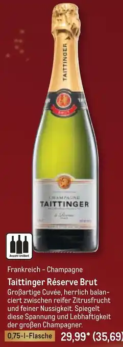 METRO Taittinger Réserve Brut 0,75 L Flasche Angebot