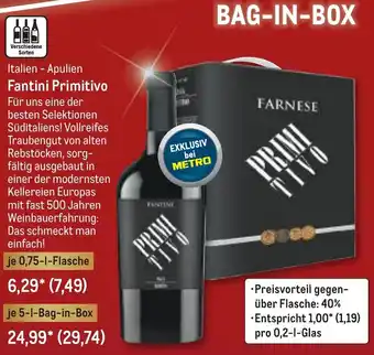 METRO Fantini Primitivo 0,75 L Flasche Angebot