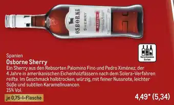 METRO Osborne Sherry 0,75 L Flasche Angebot