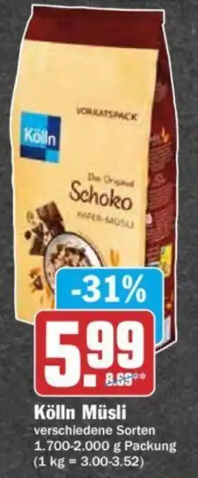 Hit Kölln Müsli 1700-2000 g Packung Angebot