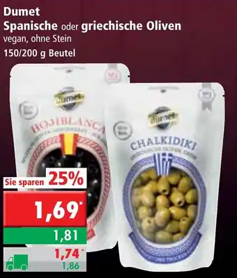 L. STROETMANN GROSSMARKT Dumet Spanische oder griechische Oliven 150/200g Beutel Angebot