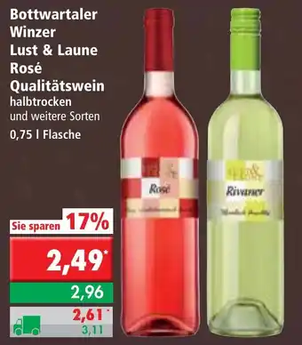 L. STROETMANN GROSSMARKT Bottwartaler Winzer Lust & Laune Rosé Qualitätswein 0,75L Angebot