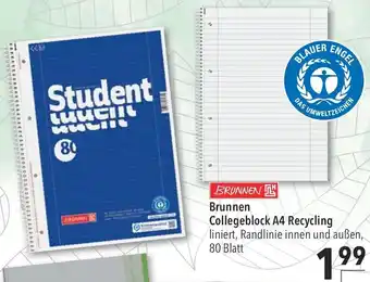 CITTI Markt Brunnen Collegeblock A4 Recycling Angebot