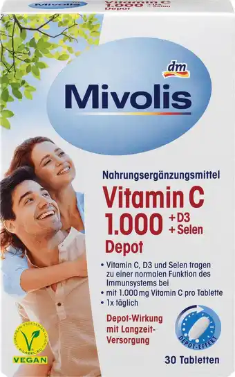 dm drogerie Mivolis vitamin c 1.000 + d3 + selen depot 30 st Angebot