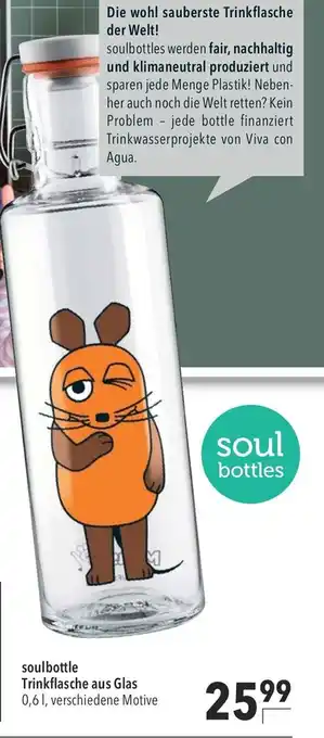 CITTI Markt Soulbottle Trinkflasche aus Glas 0,6L Angebot