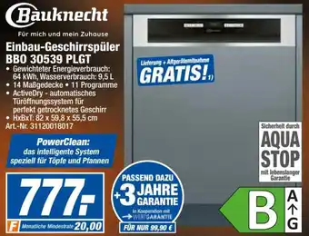 expert Techno Land Bauknecht Einbau Geschirrspüler BB0 30539 PLGT Angebot