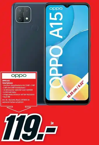 MediaMarkt Oppo A15 Smartphone Angebot