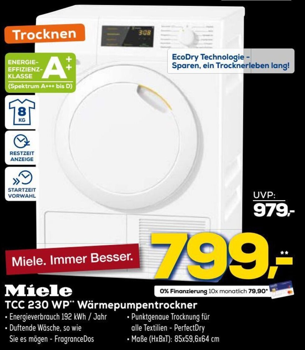Miele TCC 230 WP Wärmepumpentrockner Angebot bei Euronics