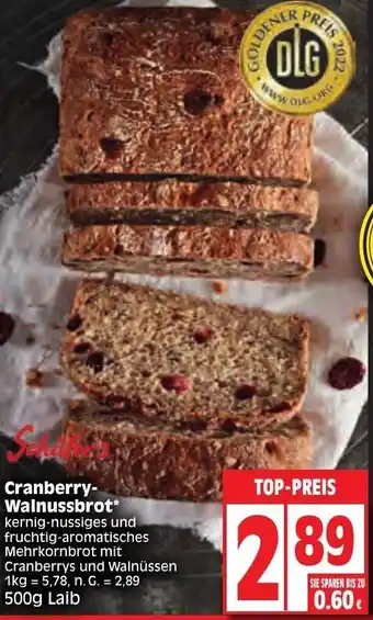 Edeka Schäfer's Cranberry Walnussbrot 500g Laib Angebot