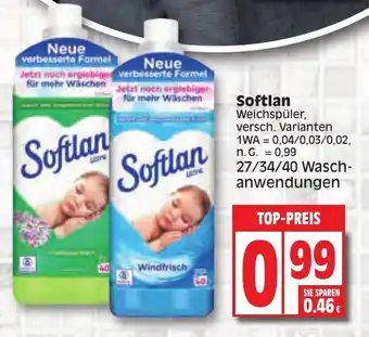 Edeka Softlan Weichspüler 27/34/40 Waschanwendungen Angebot