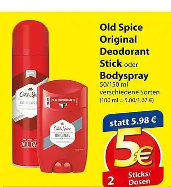 Famila Nord Ost Old Spice Original Deodorant Stick Oder Bodyspray Angebot