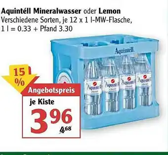 Globus Aquintéll Mineralwasser Oder Lemon Angebot