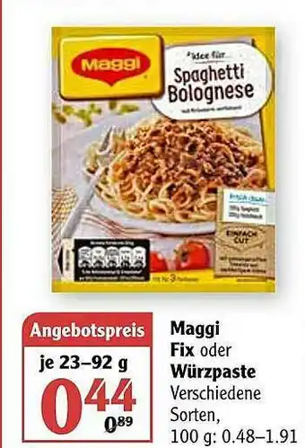 Globus Maggi Fix Würzpaste Angebot