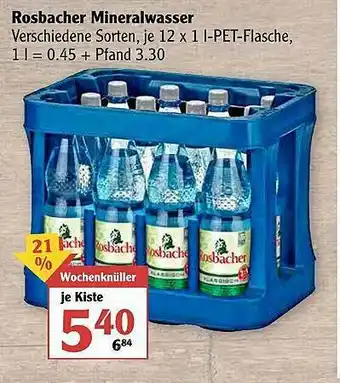 Globus Rosbacher Mineralwasser Angebot