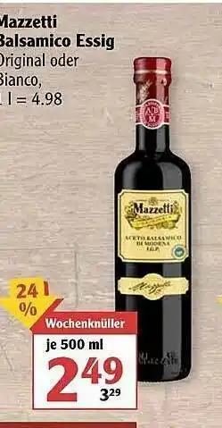 Globus Mazzetti Balsamico Essig Angebot