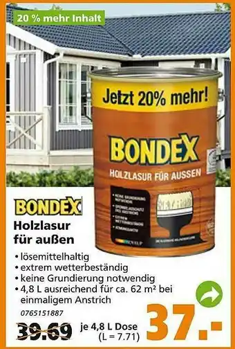 Globus Baumarkt Bondex Holzlasur Für Außen Angebot