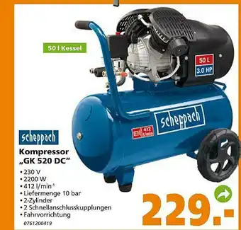 Globus Baumarkt Scheppach Kompressor „gk520dc” Angebot