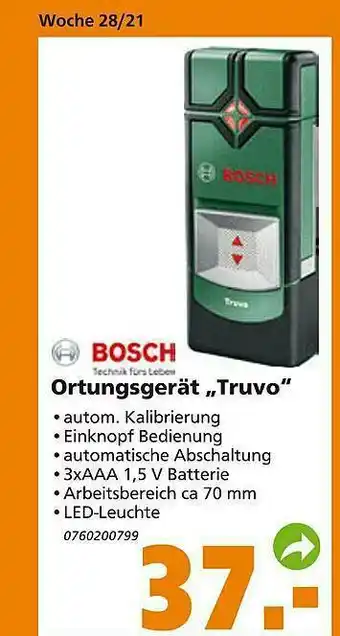 Globus Baumarkt Bosch Ortungsgerät „truvo” Angebot