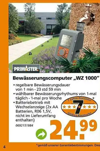 Globus Baumarkt Primaster Bewässerungscomputer „wz 1000” Angebot