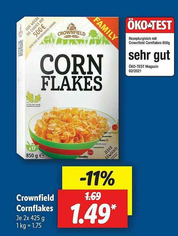 Crownfield Cornflakes Angebot bei Lidl