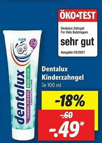 Lidl Dentalux Kinderzahngel Angebot