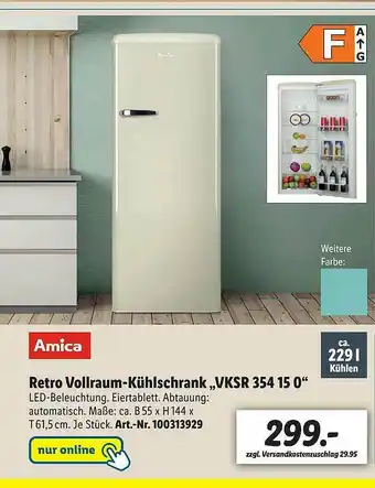 Lidl Retro Vollraum-kühlschrank „vksr 354 15 0” Amica Angebot