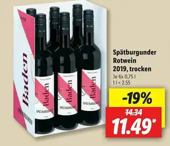 Lidl Spätburgunder Rotwein 2019 Trocken Angebot