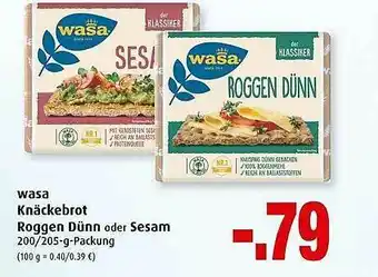 Markant Wasa Knäckebrot Roggen Dünn Oder Sesam Angebot